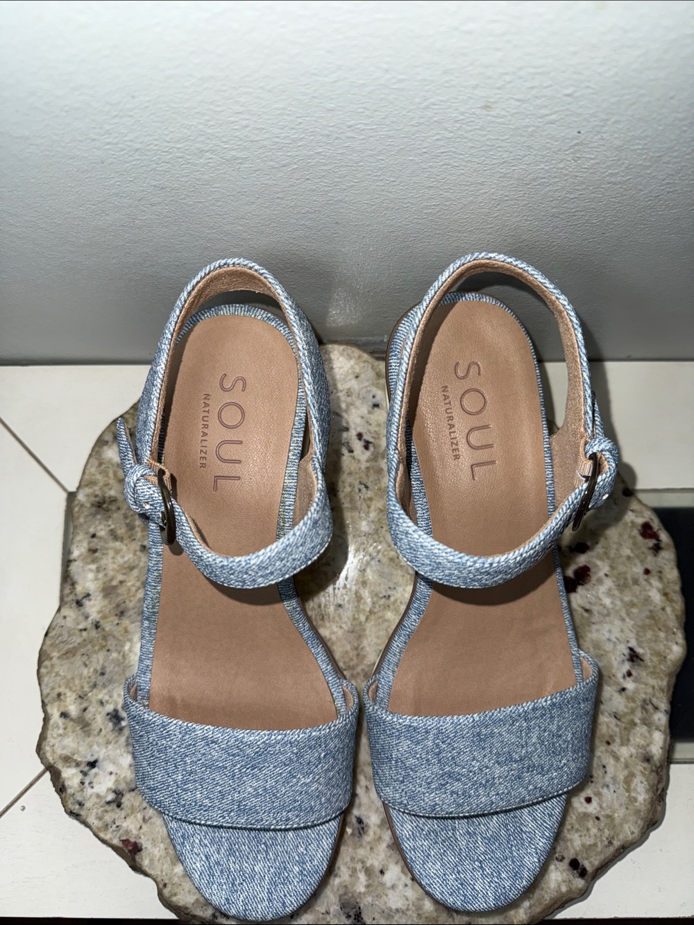 SOUL Naturalizer Graciela Wedge Heel Sandal Light Blue Denim Platform Sz 9 - Picture 10 of 14